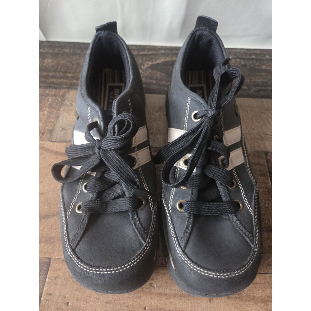 Skechers Y2K Casual Walking Sneakers Women's Black Leather Comfort Sz 9